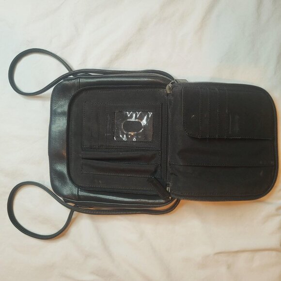Vintage Black Leather Fossil Shoulder Bag Emo Goth Grunge Whimsigoth - Picture 4 of 6
